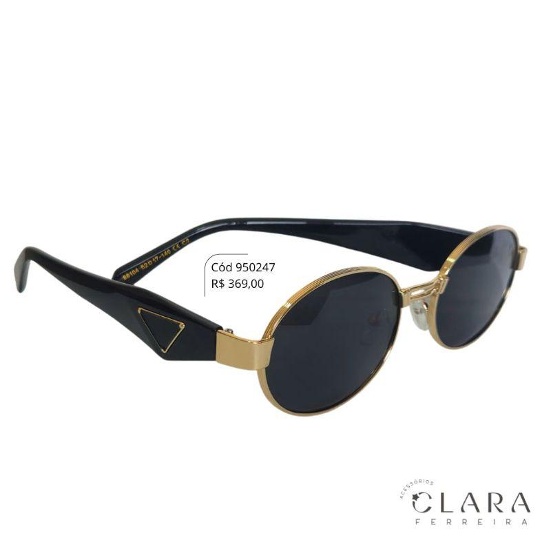 Óculos Solar VINTAGE PRETO ARMAÇÃO EM METAL - INSPIRAÇÃO PRADA  - Lente Anti-impacto Polarizada - 88104-C2