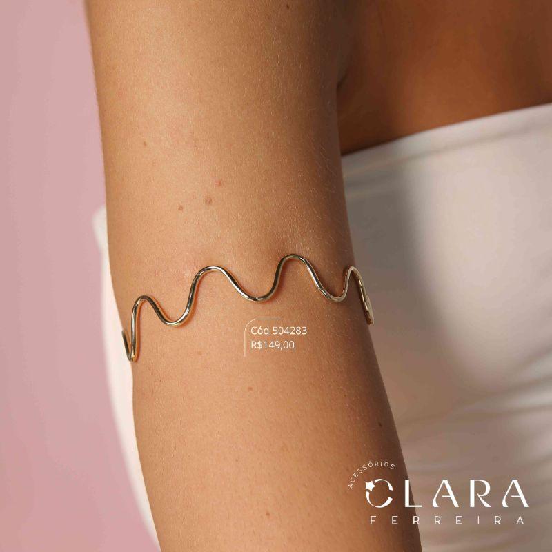 PULSEIRA BRACELETE DE BRAÇO ARO FIO RIGIDO ONDULADO - PEÇA VENDIDA - Dourado