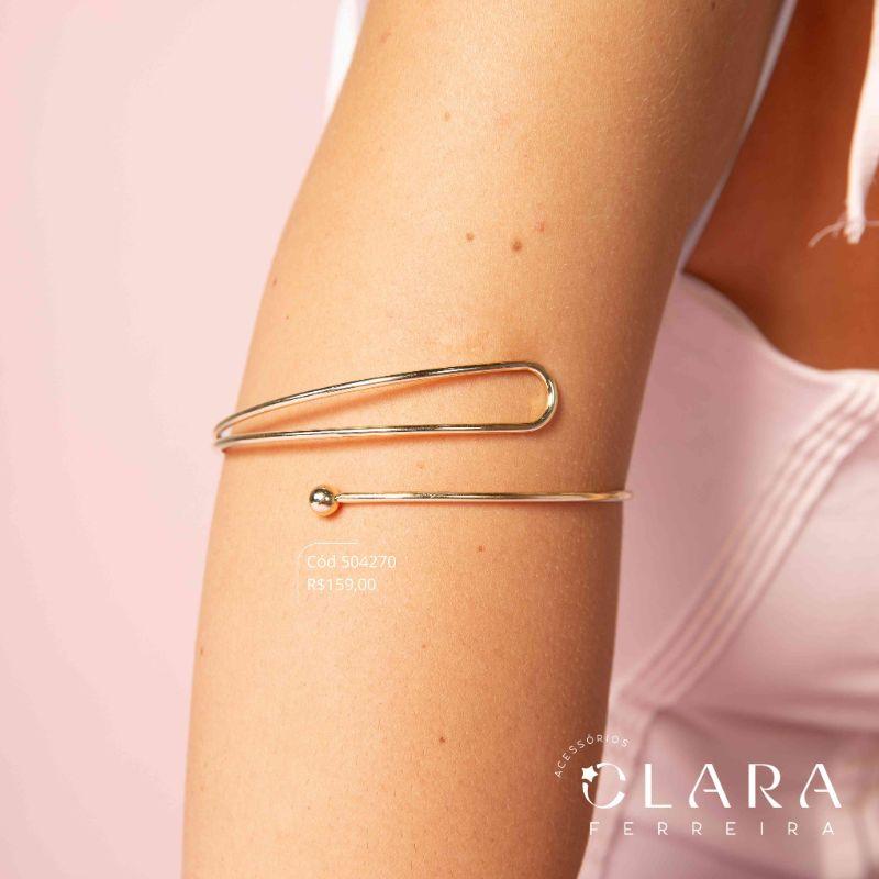 PULSEIRA BRACELETE DE BRAÇO FIO RÍGIDO LISO - PEÇA VENDIDA - Dourado