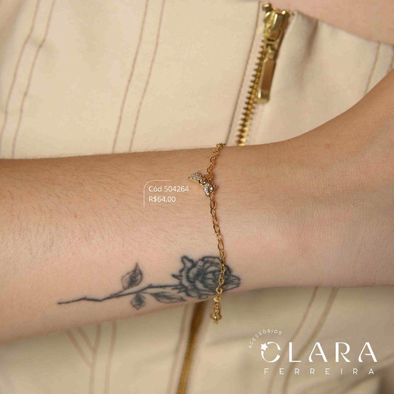 PULSEIRA ELOS C/ LACINHO MICROZIRCONIA PERDURADO - 17CM - Dourado