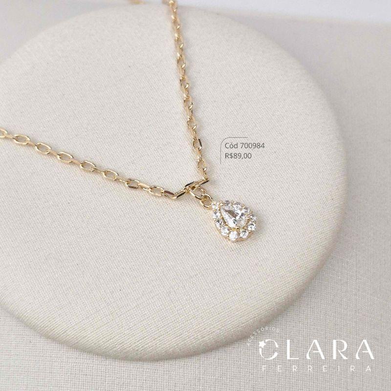 TORNOZELEIRA ELOS CARTIER C/ PINGENTE ZIRCÔNIA GOTA 5MM ADORNADA C/ MICROZIRCÔNIAS PENDURADA - 10MM - 24CM - Dourado