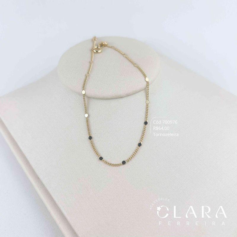 TORNOZELEIRA GRUMET 1X1 C/ BOLINHAS MARTELADAS - 22CM - Dourado