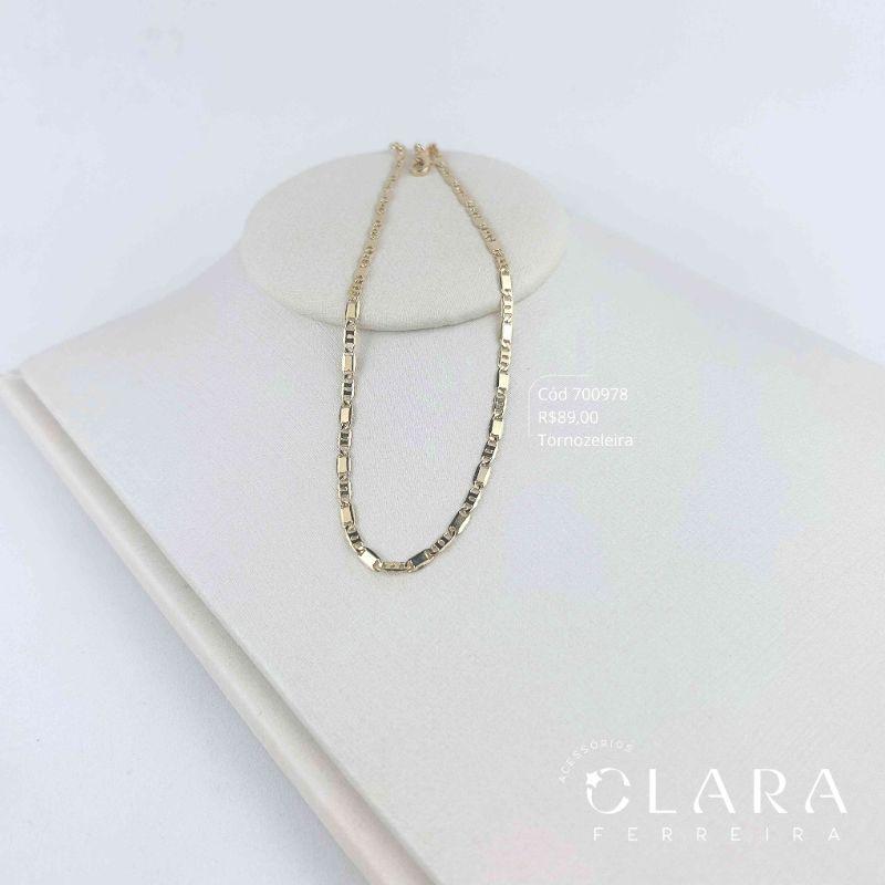 TORNOZELEIRA MALHA PIESTRINE - 2MM - 22CM - Dourado