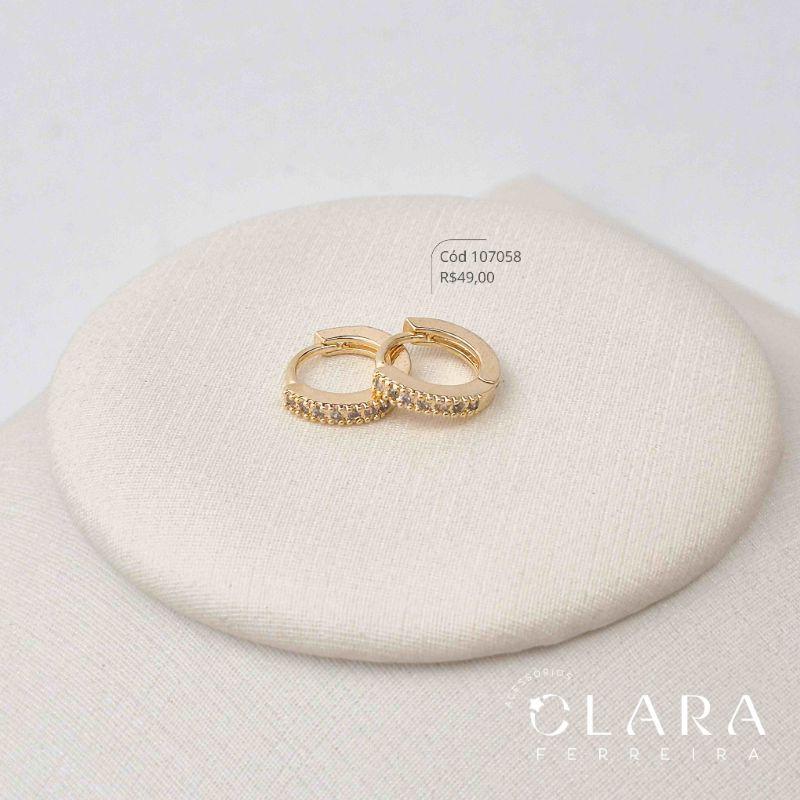 BRINCO ARGOLINHA CLICK 1 FILEIRA MICROZIRCONIA - 11X2MM - Dourado