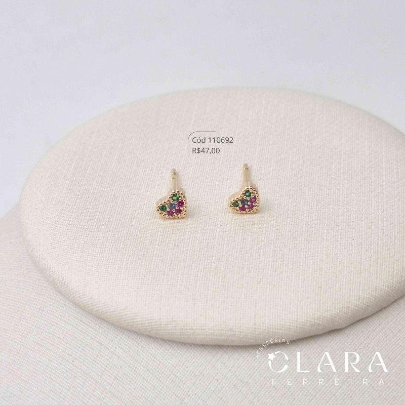 BRINCO INFANTIAL CORAÇÃO MICROZIRCÔNIAS - CLARINHA KIDS - 4MM - Dourado