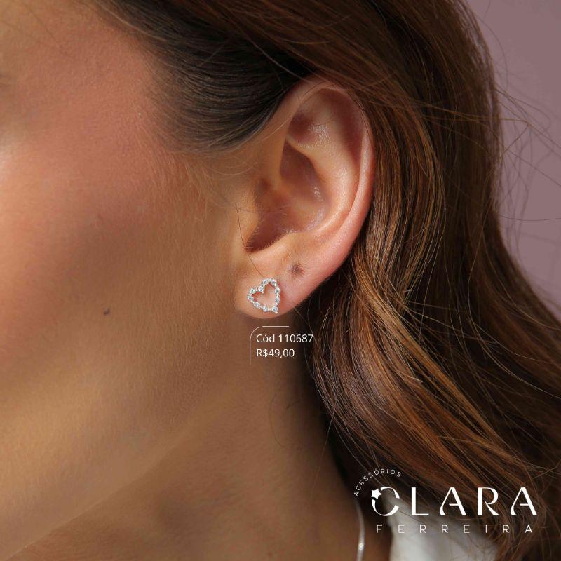 BRINCO INFANTIAL CORAÇÃO MICROZIRCÔNIAS VAZADO - CLARINHA KIDS - 9MM - Banho de Prata