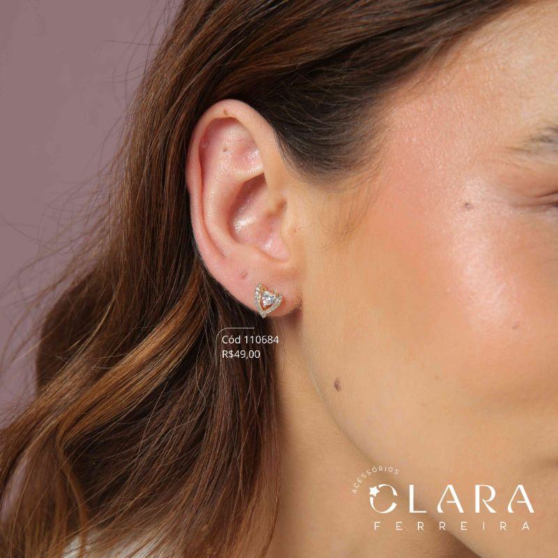 BRINCO INFANTIAL ZIRCÔNIA CORAÇÃO ADORNADO MICROZIRCÔNIAS - CLARINHA KIDS - 9MM - Dourado