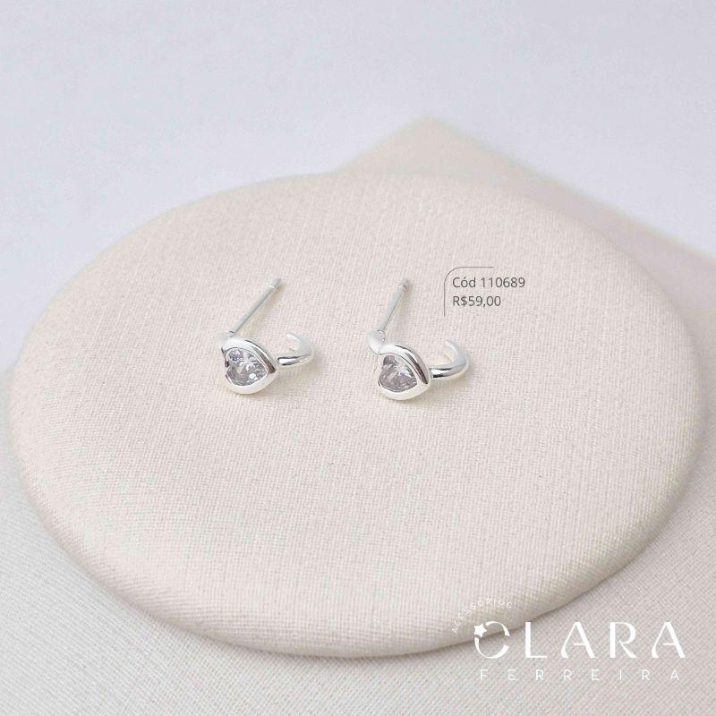 BRINCO INFANTIL ARGOLINHA C/ ZIRCÔNIA CORAÇÃO 5MM FUNDIDA FIXA - CLARINHA KIDS - Banho de Prata
