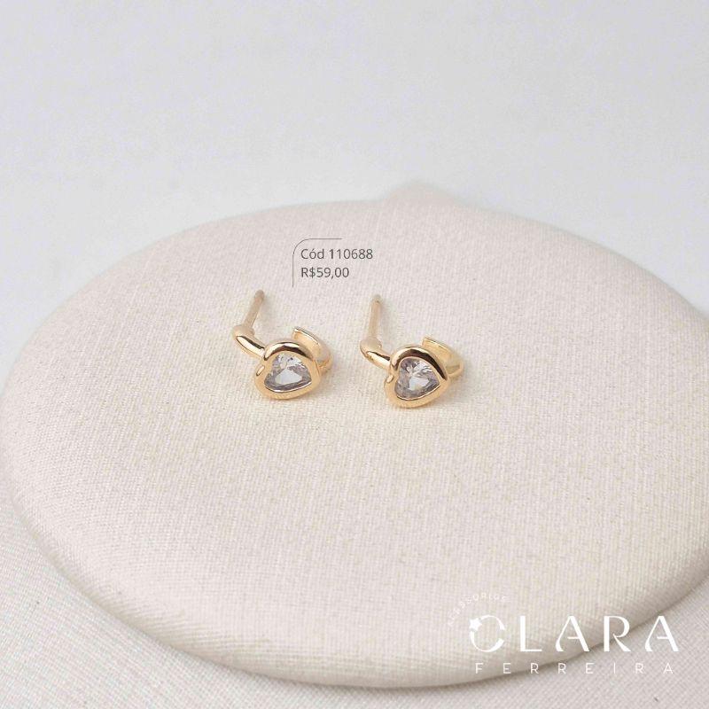 BRINCO INFANTIL ARGOLINHA C/ ZIRCÔNIA CORAÇÃO 5MM FUNDIDA FIXA - CLARINHA KIDS - Dourado