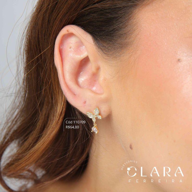 BRINCO INFANTIL LACINHO MICROZIRCÔNIAS C/ 1 ZIRCÔNIA GOTA 6MM PENDURADA  - CLARINHA KIDS - 12X2MM - Dourado