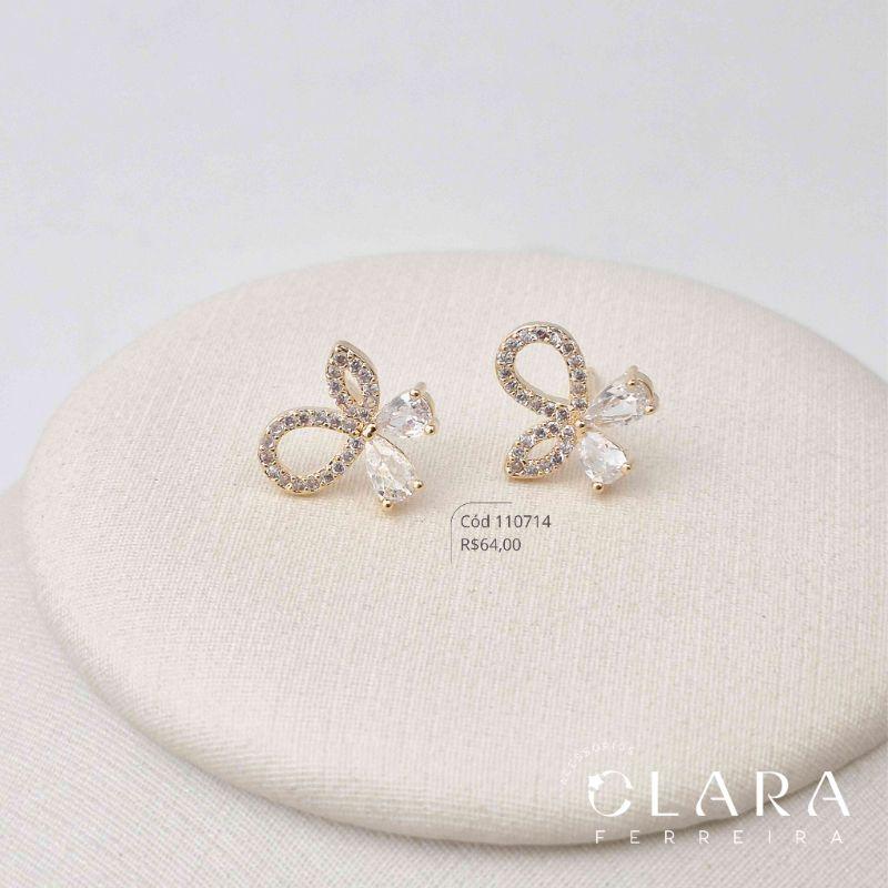 BRINCO INFANTIL LACINHO MICROZIRCÔNIAS C/ PONTAS ZIRCÔNIAS GOTA - CLARINHA KIDS - 11MM - Dourado