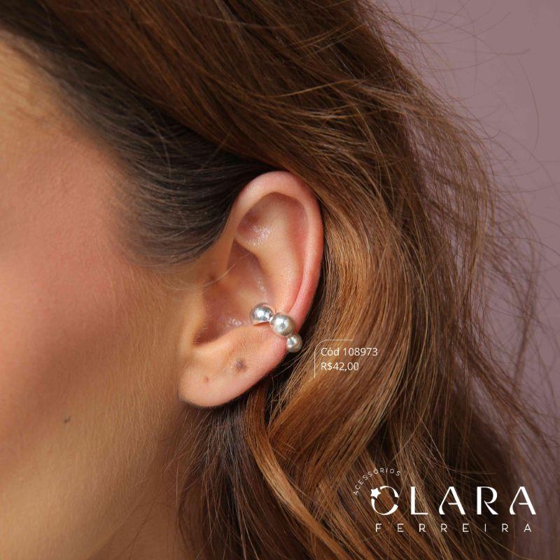 BRINCO PIERCING FAKE 5 BOLAS LISAS DA MAIOR PRA MENOS - LINHA ORGÂNICOS  - PEÇA EXCLUSIVA - Banho de Prata