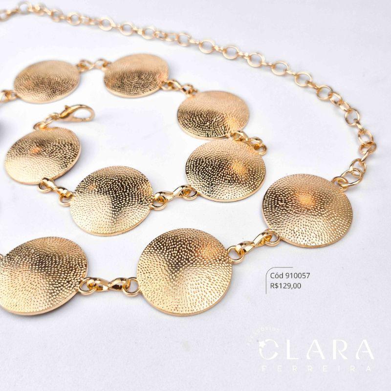 CINTO CORRENTE ELOS 5 CÍRCULOS  JATEADOS C/ PONTA CORRENTE DE ELOS - PEÇA VENDIDA