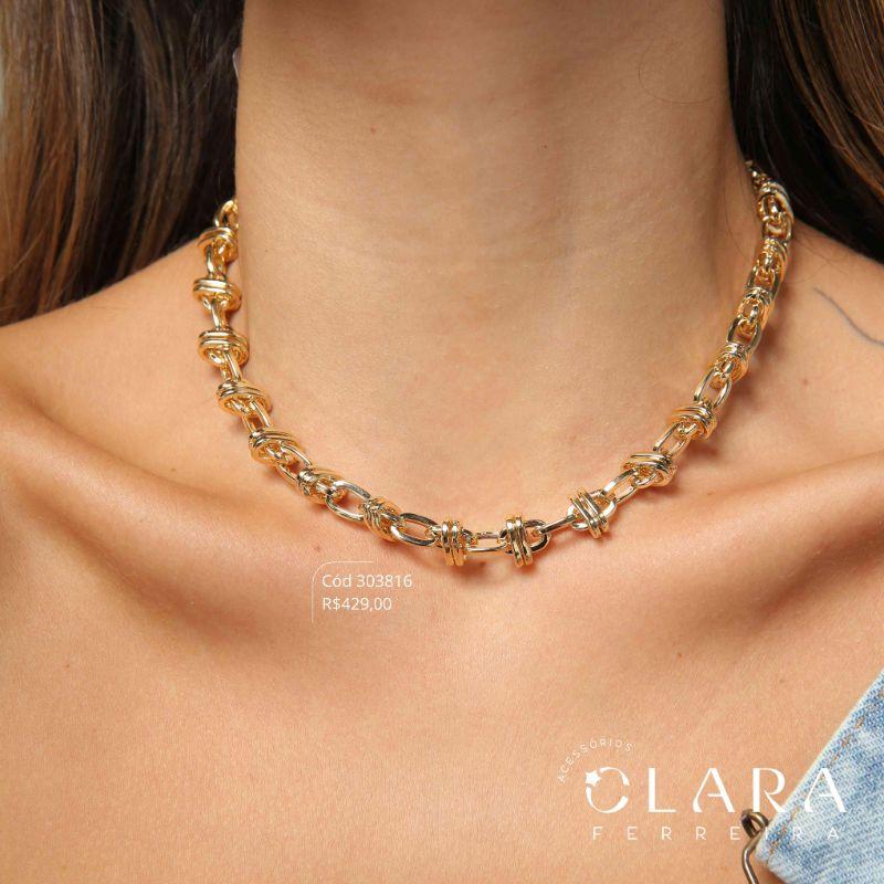 COLAR CHOKER ELOS ESTILO NÓ - PEÇA VENDIDA - 45CM - Dourado