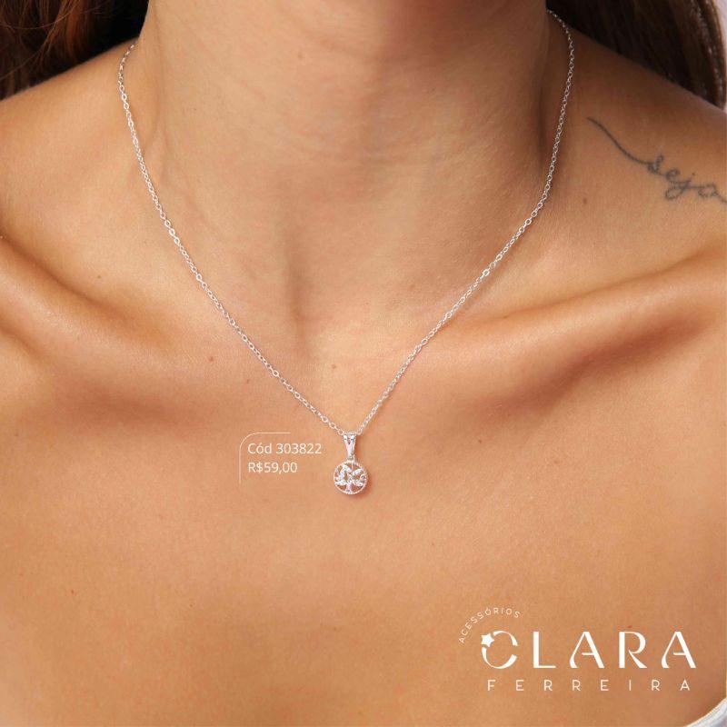 COLAR ELOS C/ MANDALA ÁRVORE DA VIDA MICROZIRCÔNIAS VAZADA - 11MM - 45CM - Banho de Prata