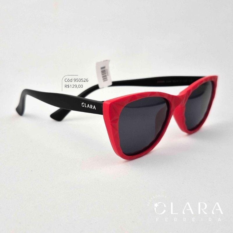 Óculos Solar INFANTIL GATINHO VERMELHO C/ HASTE PRETA - CLARINHA KIDS - Lente Anti-impacto Polarizada - 2009-C6