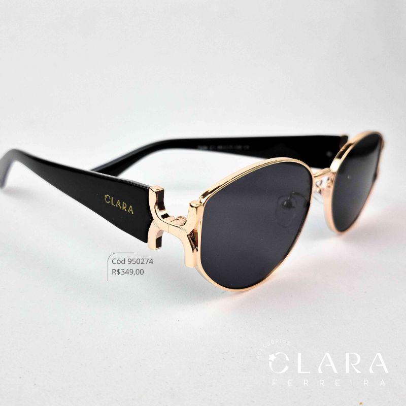 Óculos Solar REDONDO ARMAÇÃO EM METAL - INSPIRAÇÃO CHANEL - Lente Resina - 7038-C1