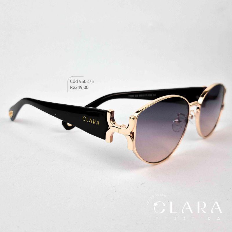 Óculos Solar REDONDO ARMAÇÃO EM METAL - INSPIRAÇÃO CHANEL - Lente Resina - 7038-C6