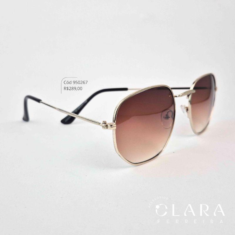 Óculos Solar REDONDO ARMAÇÃO EM METAL MARROM - INSPIRAÇÃO RAY-BAN - Lente Resina - H00057-C3