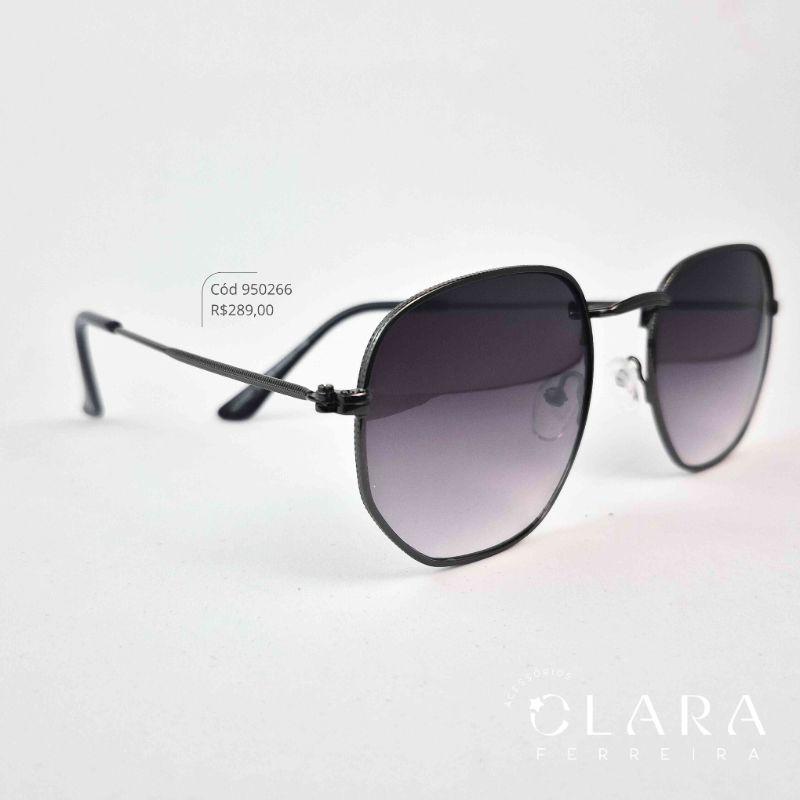 Óculos Solar REDONDO ARMAÇÃO EM METAL PRETO FUME - INSPIRAÇÃO RAY-BAN - Lente Resina - H00057-C2