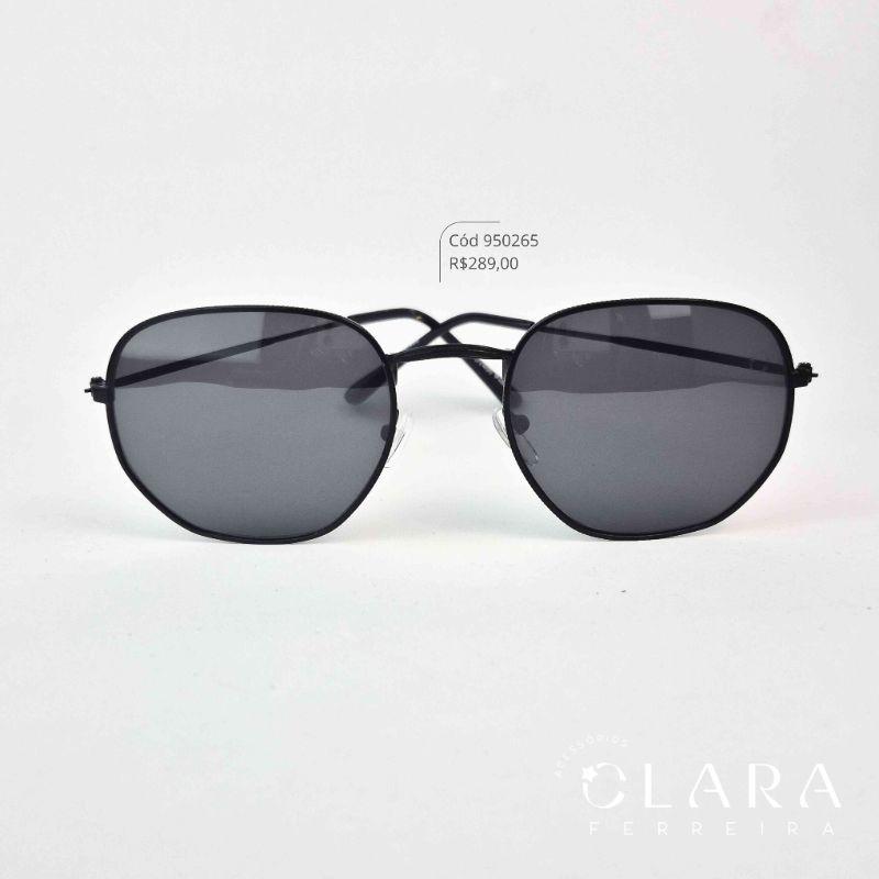 Óculos Solar REDONDO ARMAÇÃO EM METAL PRETO - INSPIRAÇÃO RAY-BAN - Lente Resina - H00057-C1