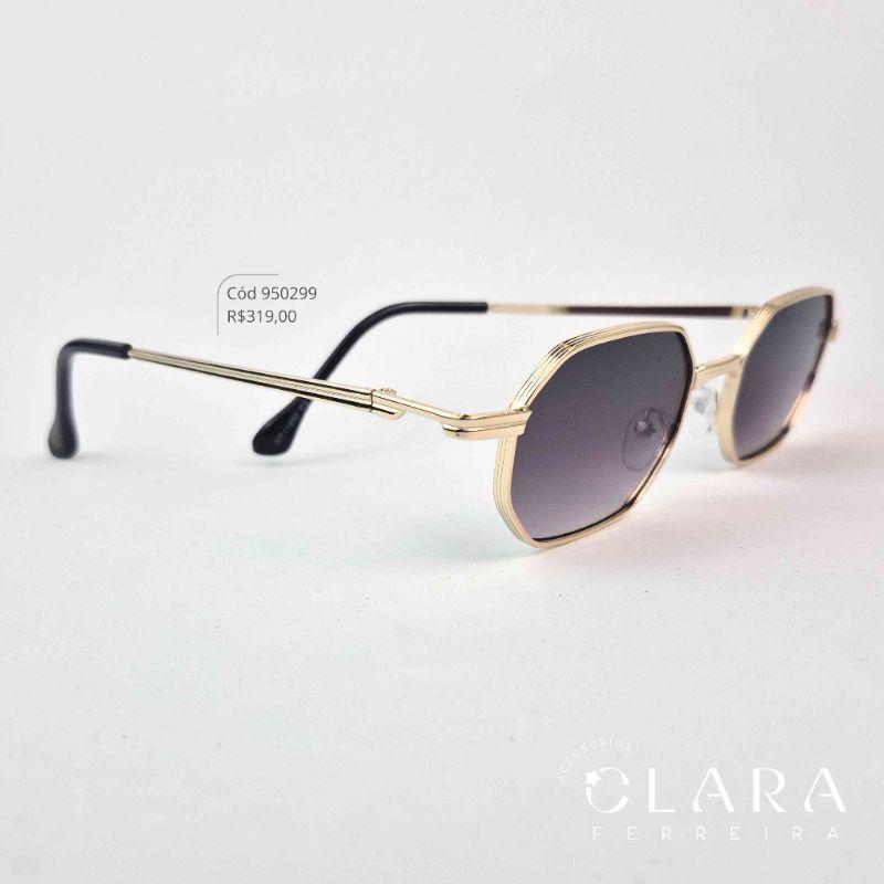 Óculos Solar RETRO ARMAÇÃO EM METAL DOURADO - INSPIRAÇÃO CHANEL - Lente Resina - HT11880-C2