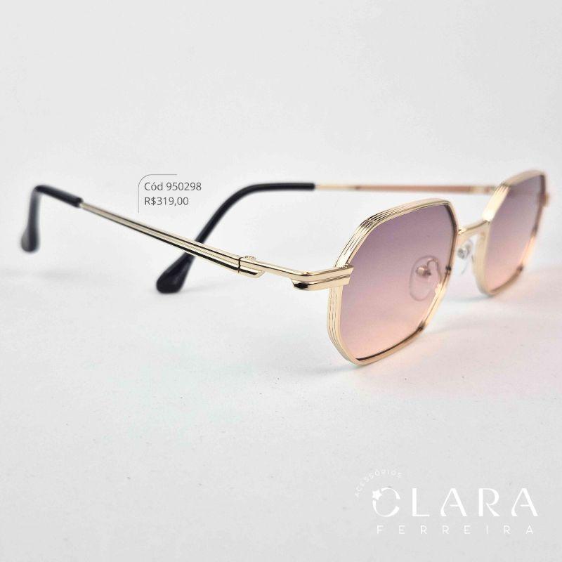 Óculos Solar RETRO ARMAÇÃO EM METAL DOURADO - INSPIRAÇÃO CHANEL - Lente Resina - HT11880-C5