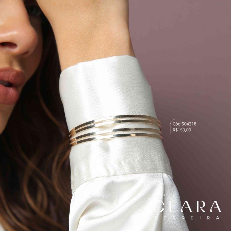 PULSEIRA BRACELETE RÍGIDO 4 FIOS LISOS - Dourado