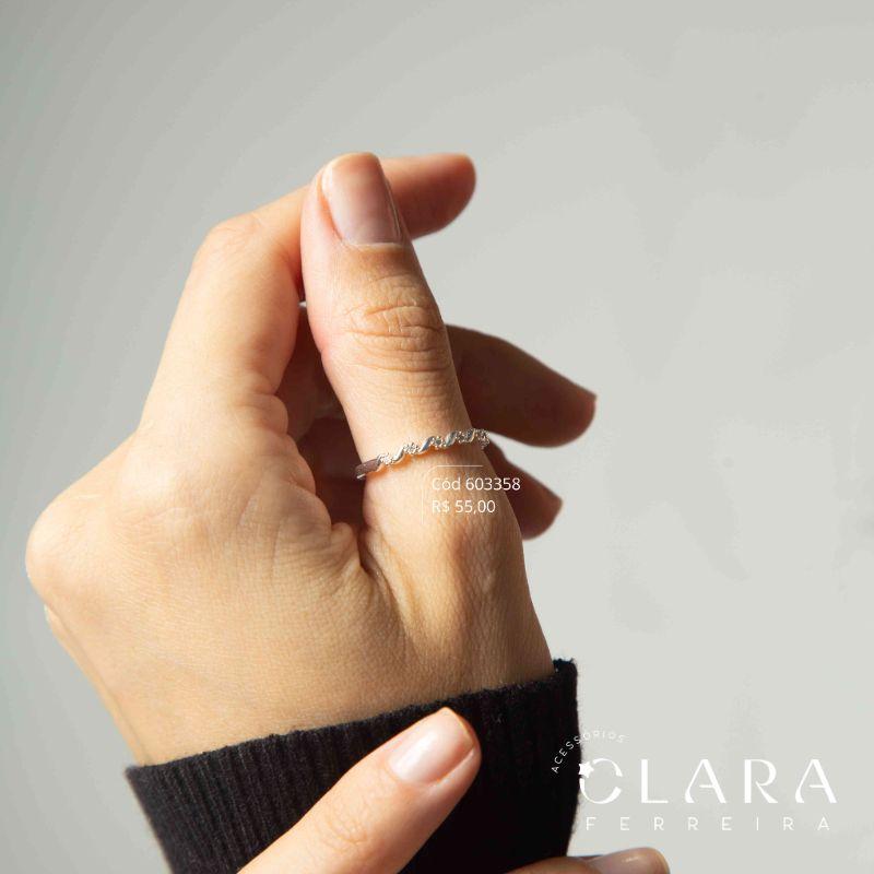 ANEL APARADOR C/ BARRINHAS LISAS E MICROZIRCÔNIAS - Banho de Prata