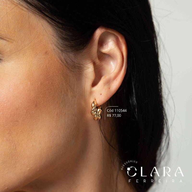 BRINCO ARGOLA 2 FIOS TORCIDOS LISOS 18X8MM - Dourado