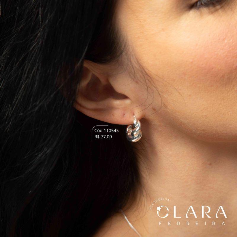BRINCO ARGOLA 2 FIOS TORCIDOS LISOS 18X8MM - EDIÇÃO LIMITADA - Banho de Prata