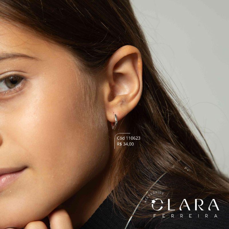 BRINCO ARGOLINHA CLICK QUADRADA LISA - 12X2MM - Banho de Prata