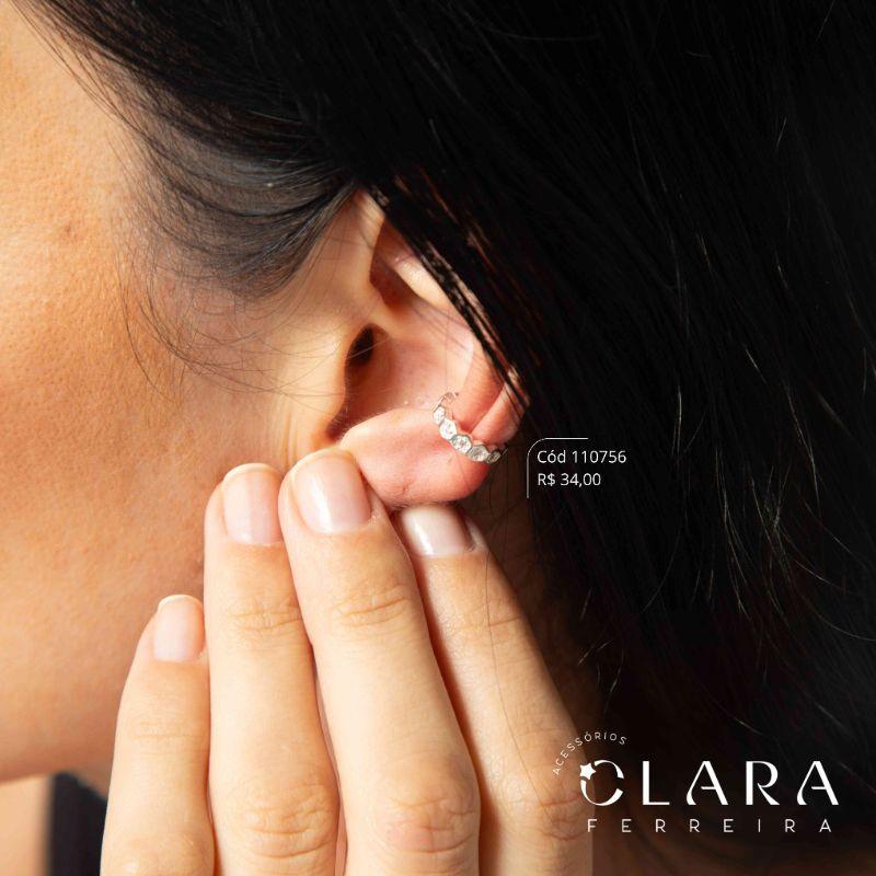 BRINCO PIERCING FAKE 1 FILEIRA DE HEXAGONOS COM MICROZIRCÔNIAS - 3MM - Banho de Prata