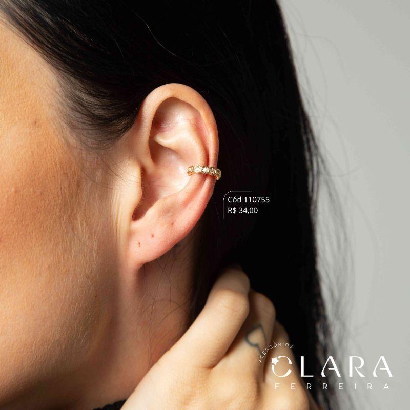 BRINCO PIERCING FAKE 1 FILEIRA DE HEXAGONOS COM MICROZIRCÔNIAS - 3MM - Dourado