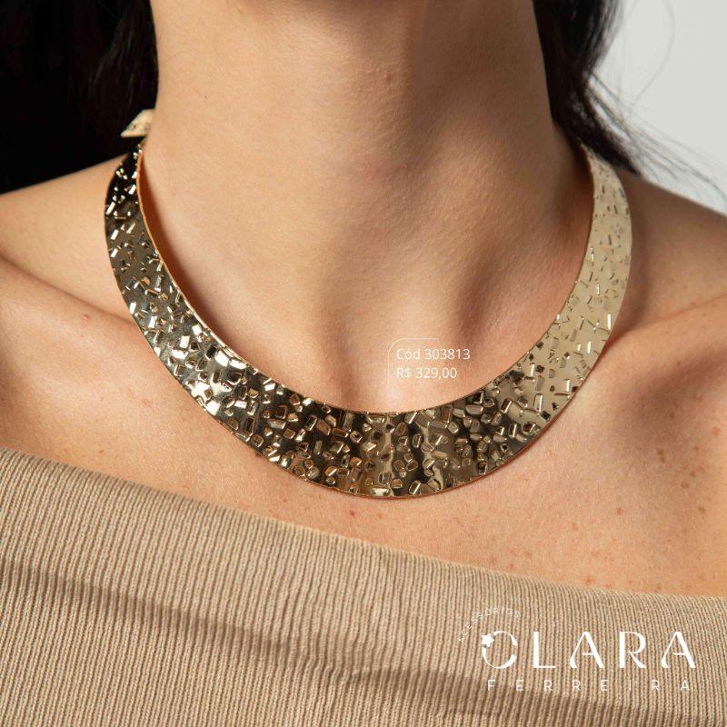 COLAR CHOKER RÍGIDA ONDULADA - LINHA ORGÂNICOS - PEÇA VENDIDA - Dourado