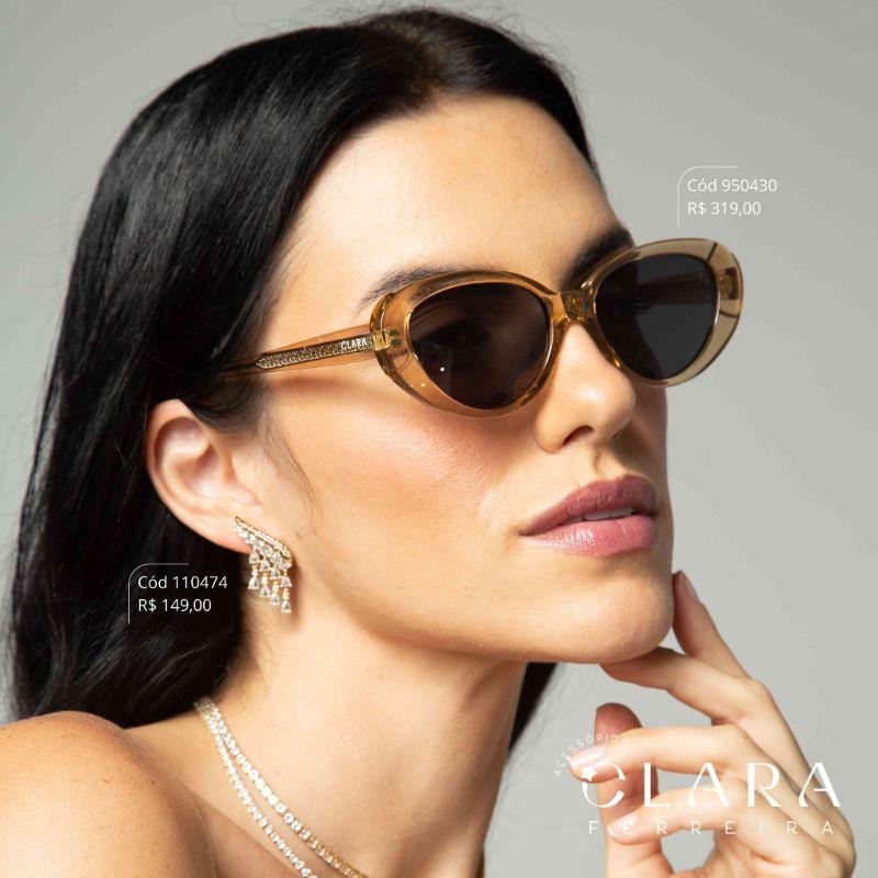 Óculos Solar OVAL MARROM FUMÊ - INSPIRAÇÃO PRADA  - Lente Anti-impacto Polarizada - BK1009-C7