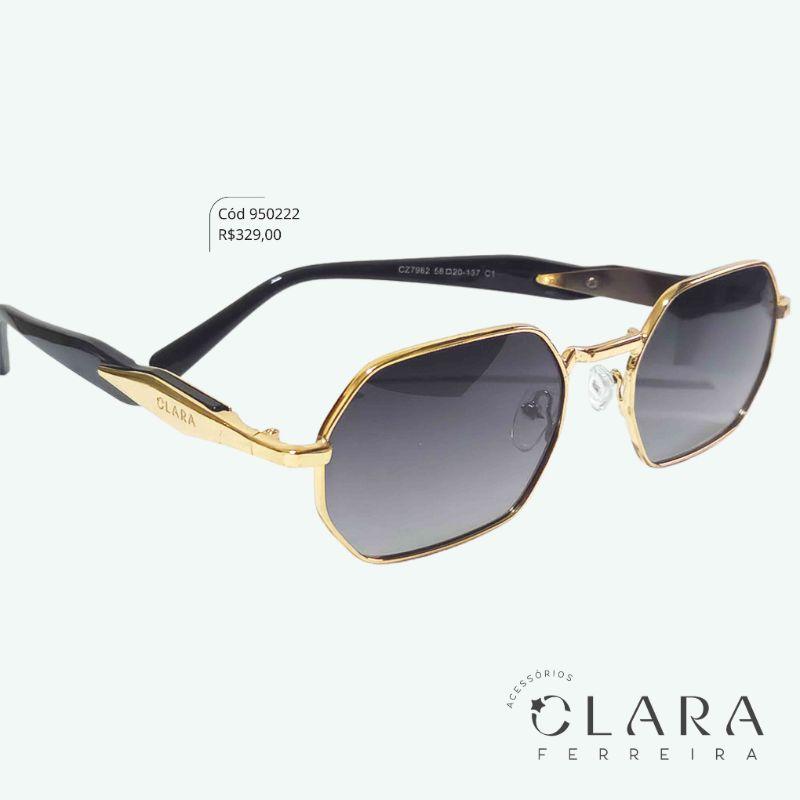 Óculos Solar RETRO ARMAÇÃO EM METAL PRETO - INSPIRAÇÃO RAY-BAN - Lente Anti-impacto Polarizada - CZ7982-C1