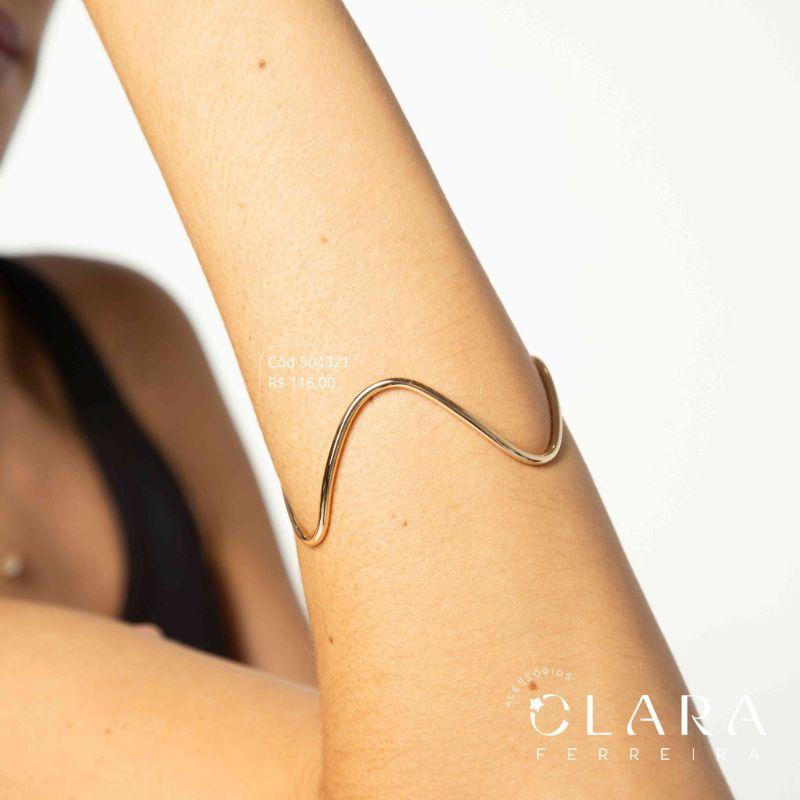 PULSEIRA BRACELETE RÍGIDO FIO ONDULADO – LINHA ORGÂNICOS - Dourado