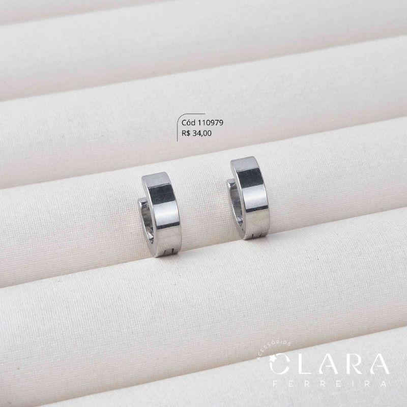 BRINCO ARGOLINHA CLICK GROSSA LISA BORDA QUADRADA - 13X4MM - Aço