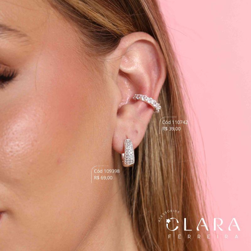 BRINCO PIERCING FAKE 1 FILEIRA ZIRCÔNIAS REDONDAS - 3MM - Banho de Prata