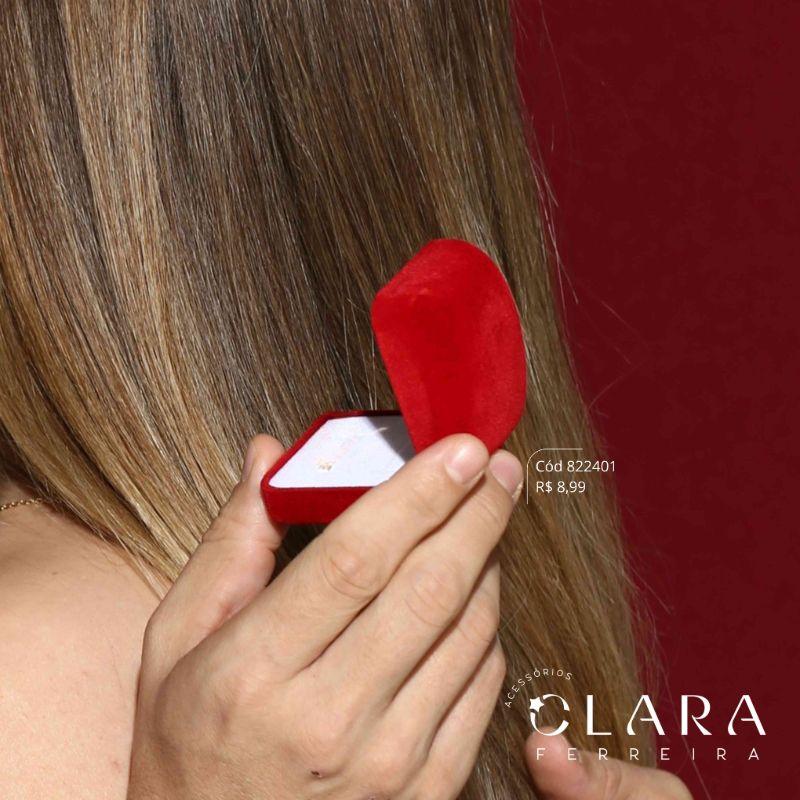CAIXINHA VELUDO VERMELHA P/ ALIANÇA RETANGULAR- 5CM X 5,5CM