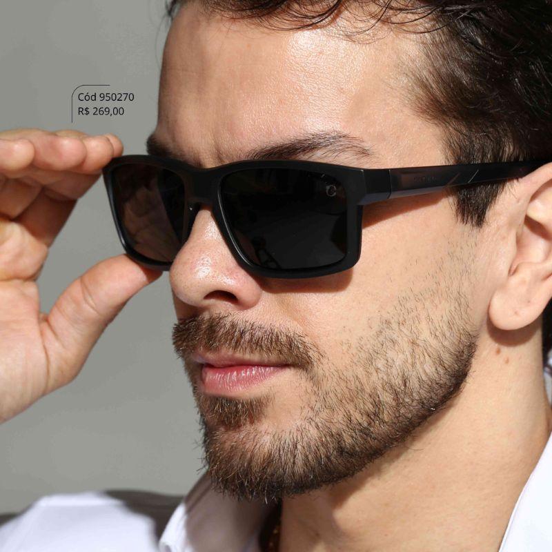 Óculos Solar MASCULINO QUADRADO CINZA FUMÊ - INSPIRAÇÃO RAY-BAN - Lente Anti-impacto Polarizada - P847-C3