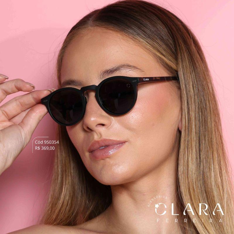 Óculos Solar REDONDO PRETO - INSPIRAÇÃO RAY-BAN - Lente Anti-impacto Polarizada - HA10183B-C3