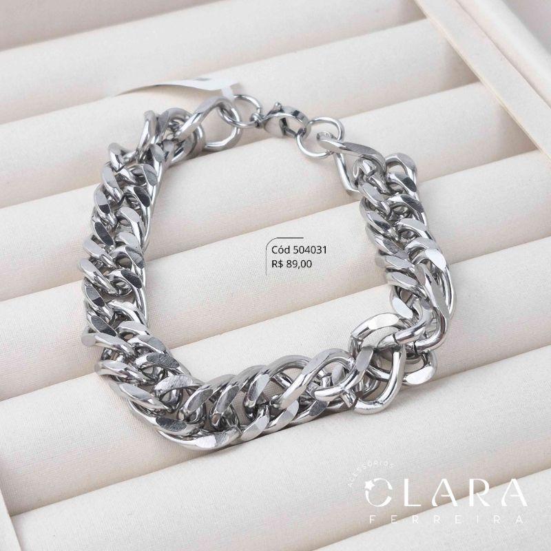 PULSEIRA GRUMET 1X1 MARTELADO - 11MM - 21CM - Aço