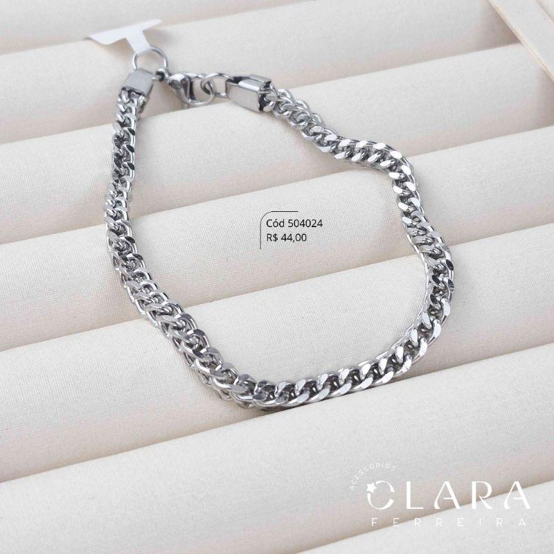 PULSEIRA GRUMET DUPLA 1X1 - 4X4MM - 21CM - Aço