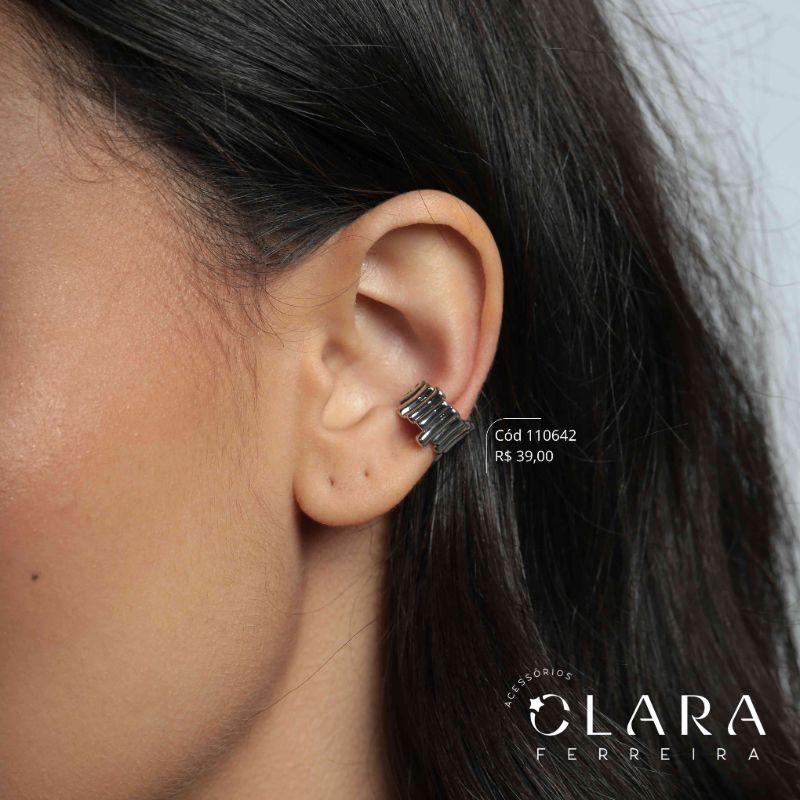 BRINCO PIERCING FAKE BARRINHAS LINHA ORGÂNICOS - 13X9MM - Banho de Prata
