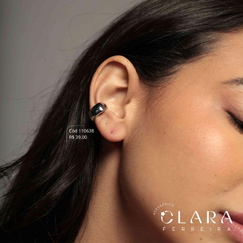 BRINCO PIERCING FAKE ONDULADO LISO LINHA ORGÂNICOS - 9X8MM - Banho de Prata