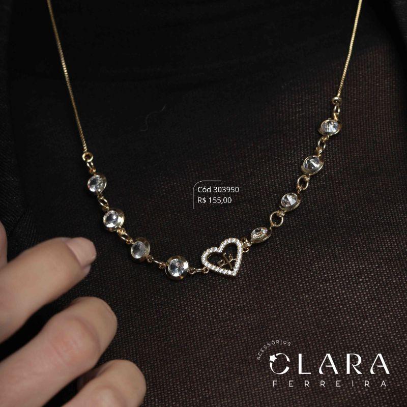 COLAR VENEZIANA C/ 8 TIFFANYS 7MM E MANDALA CORAÇÃO VAZADO MANUSCRITO FÉ ADORNADO MICROZIRCÔNIAS 13MM - PEÇA EXCLUSIVA - 45CM - Dourado