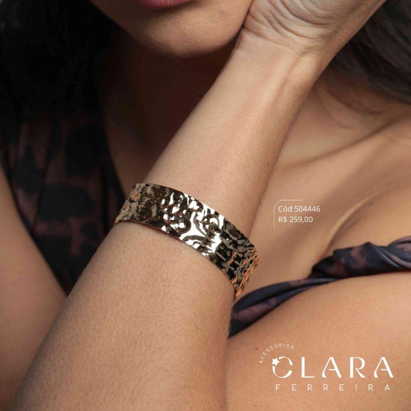PULSEIRA BRACELETE RÍGIDO ONDULADO - LINHA ORGÂNICOS - PEÇA EXCLUSIVA - 18MM - Dourado
