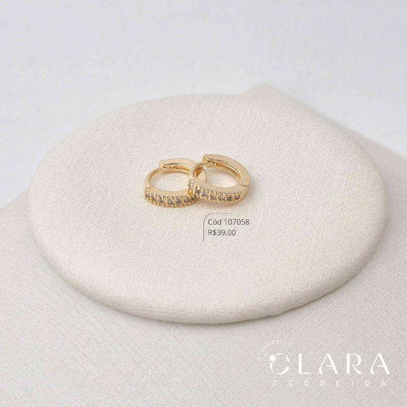 BRINCO ARGOLINHA CLICK 1 FILEIRA MICROZIRCONIA - 11X2MM - Dourado